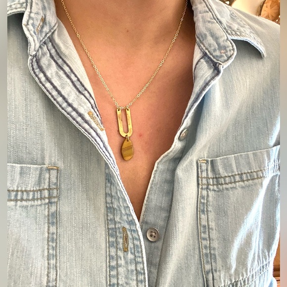 Handmade/Hand crafted polymer clay pendant with brass charm necklace - Picture 4 of 5